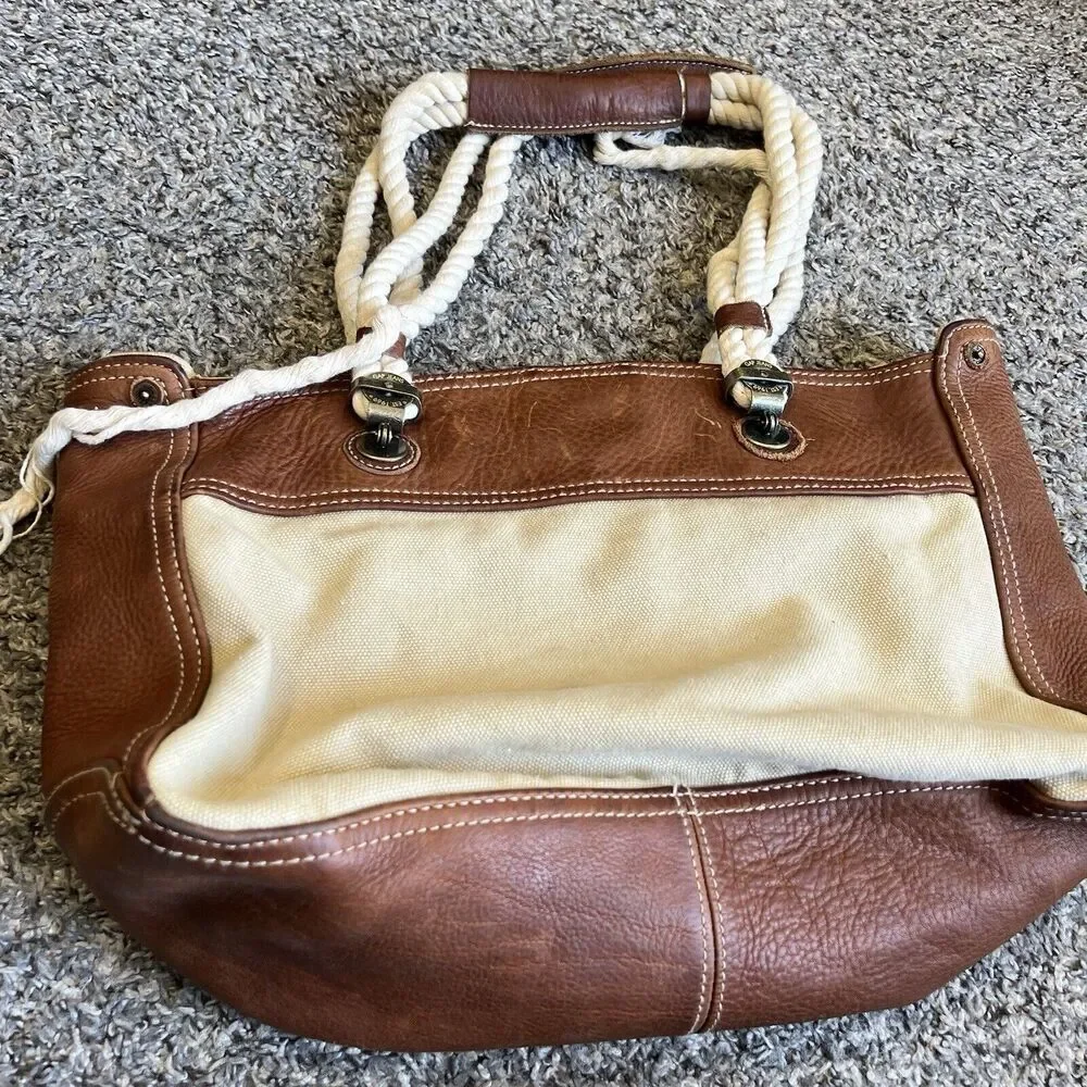 Vintage GAP 1969 Tote Shoulder Bag Canvas/Leather Tan Brown Well Made Purse - Picture 5 of 10
